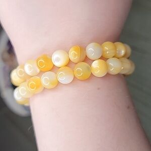 🎁 Hand Crafted Gold Lip Shell Natural Shell Bracelet NEW